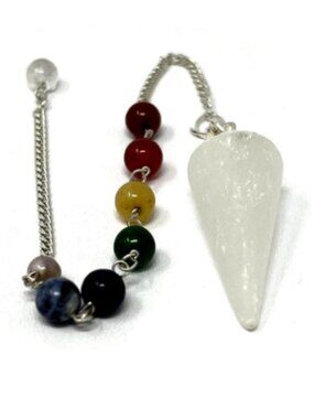 Small Clear Quartz Crystal Pendulum & Wooden Question Board Set NEW